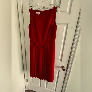 Talbots Bow Dress - sz 10- blood red mid-length dress - Office Wear church dress